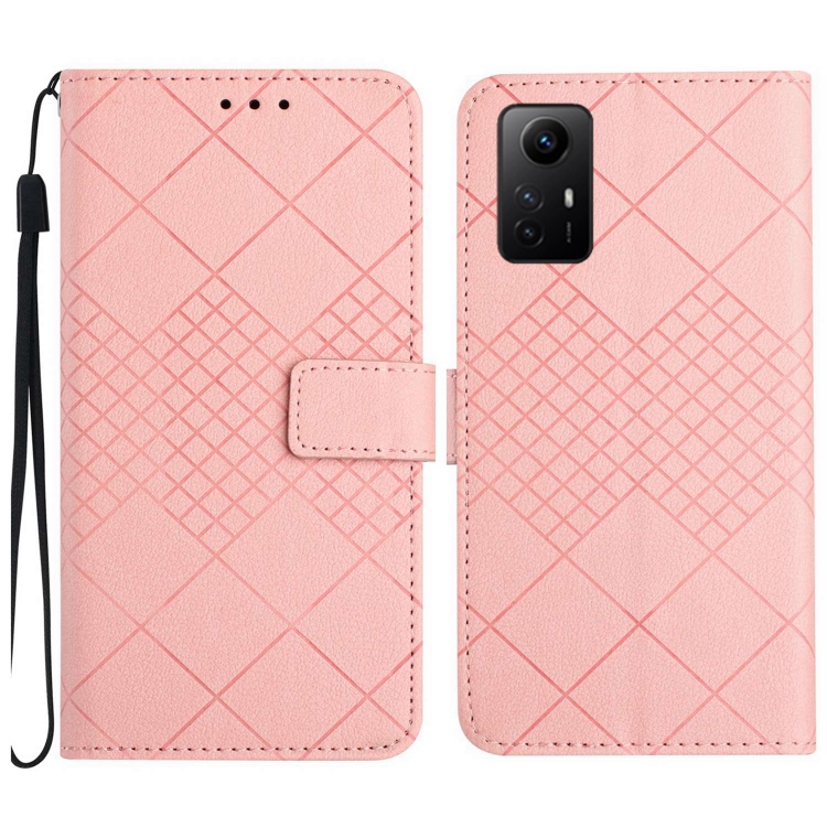

For Xiaomi 12 Lite Rhombic Grid Texture Leather Phone Case(Pink)