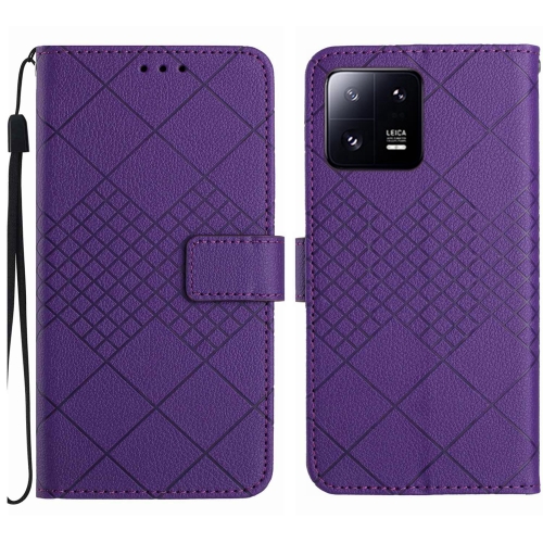 

For Xiaomi 13 Pro Rhombic Grid Texture Leather Phone Case(Purple)