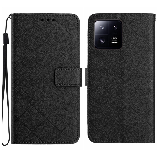 

For Xiaomi 13 Pro Rhombic Grid Texture Leather Phone Case(Black)