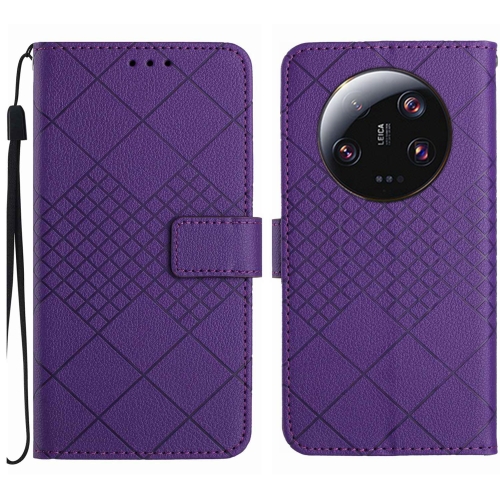 

For Xiaomi 13 Ultra Rhombic Grid Texture Leather Phone Case(Purple)