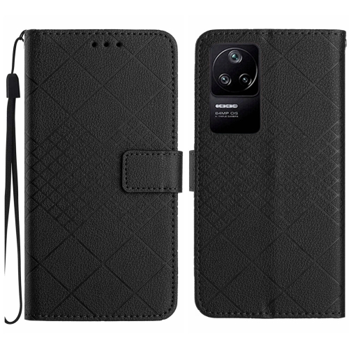 

For Xiaomi Poco F4 5G Rhombic Grid Texture Leather Phone Case(Black)