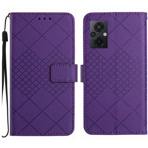 

For Xiaomi Poco M5 / M4 5G Rhombic Grid Texture Leather Phone Case(Purple)