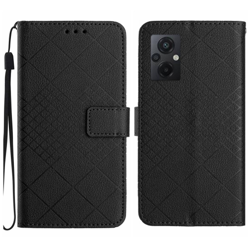

For Xiaomi Poco M5 / M4 5G Rhombic Grid Texture Leather Phone Case(Black)