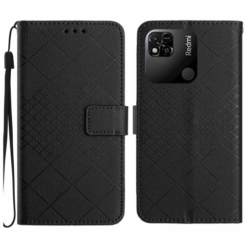 

For Xiaomi Redmi 10A / 9C Rhombic Grid Texture Leather Phone Case(Black)