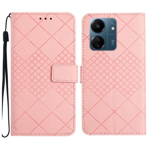 

For Xiaomi Redmi 13C 4G Rhombic Grid Texture Leather Phone Case(Pink)