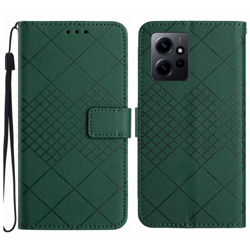 

For Xiaomi Redmi Note 12 4G Global Rhombic Grid Texture Leather Phone Case(Green)