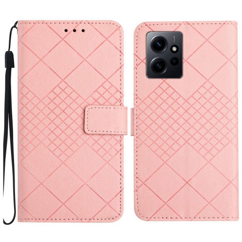 

For Xiaomi Redmi Note 12 4G Global Rhombic Grid Texture Leather Phone Case(Pink)