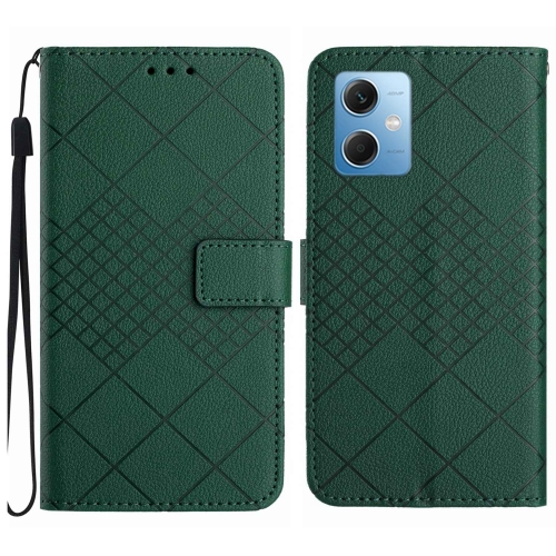 

For Xiaomi Redmi Note 12 India / Poco X5 5G Rhombic Grid Texture Leather Phone Case(Green)