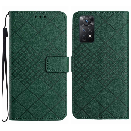 

For Xiaomi Redmi Note 12 Pro 4G Global Rhombic Grid Texture Leather Phone Case(Green)