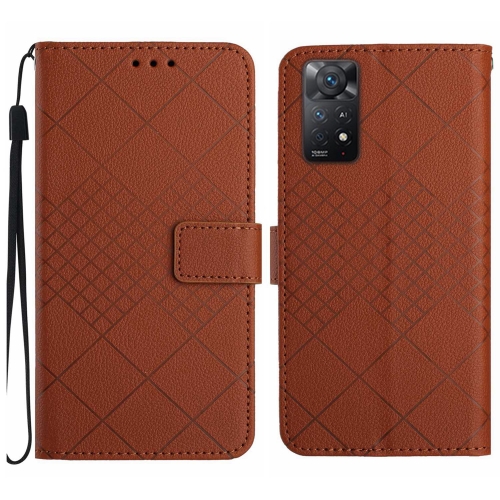 

For Xiaomi Redmi Note 12 Pro 4G Global Rhombic Grid Texture Leather Phone Case(Brown)