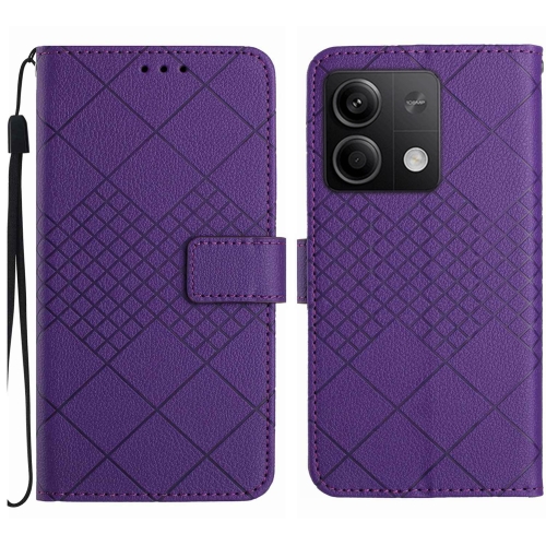 

For Xiaomi Redmi Note 13 4G Global Rhombic Grid Texture Leather Phone Case(Purple)