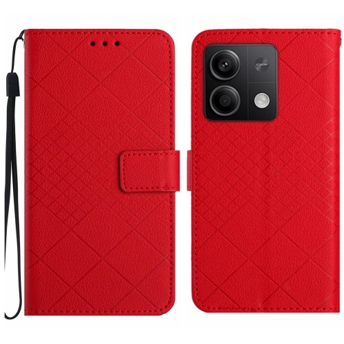 

For Xiaomi Redmi Note 13 4G Global Rhombic Grid Texture Leather Phone Case(Red)