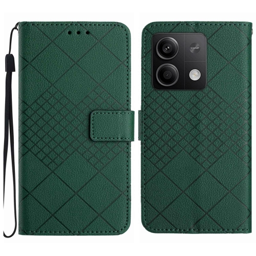 

For Xiaomi Redmi Note 13 4G Global Rhombic Grid Texture Leather Phone Case(Green)