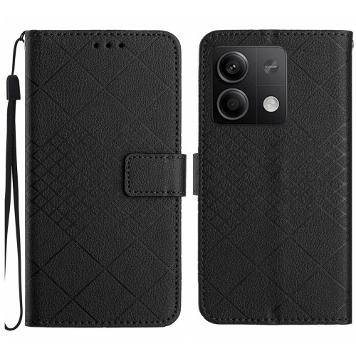 

For Xiaomi Redmi Note 13 4G Global Rhombic Grid Texture Leather Phone Case(Black)