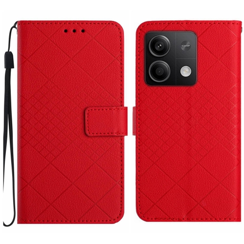 

For Xiaomi Redmi Note 13 Pro 4G Global Rhombic Grid Texture Leather Phone Case(Red)