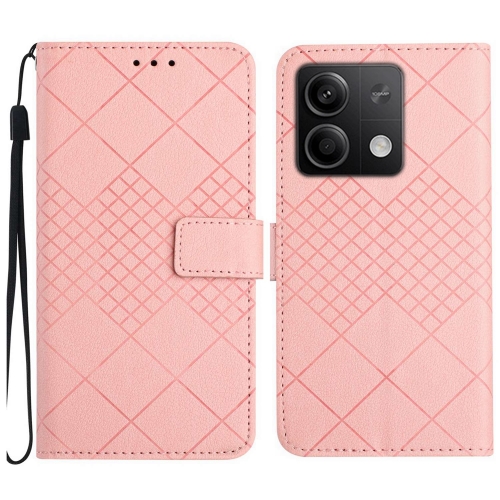 

For Xiaomi Redmi Note 13 Pro 4G Global Rhombic Grid Texture Leather Phone Case(Pink)