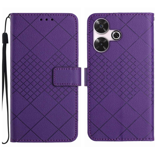 

For Xiaomi Redmi 13 4G Global / 5G Global Rhombic Grid Texture Leather Phone Case(Purple)