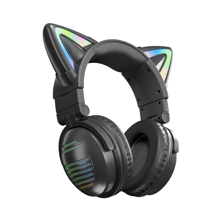 

VJ371 Tuya RGB Cat Ear Wireless Bluetooth Earphone with Detachable Microphone(Black)