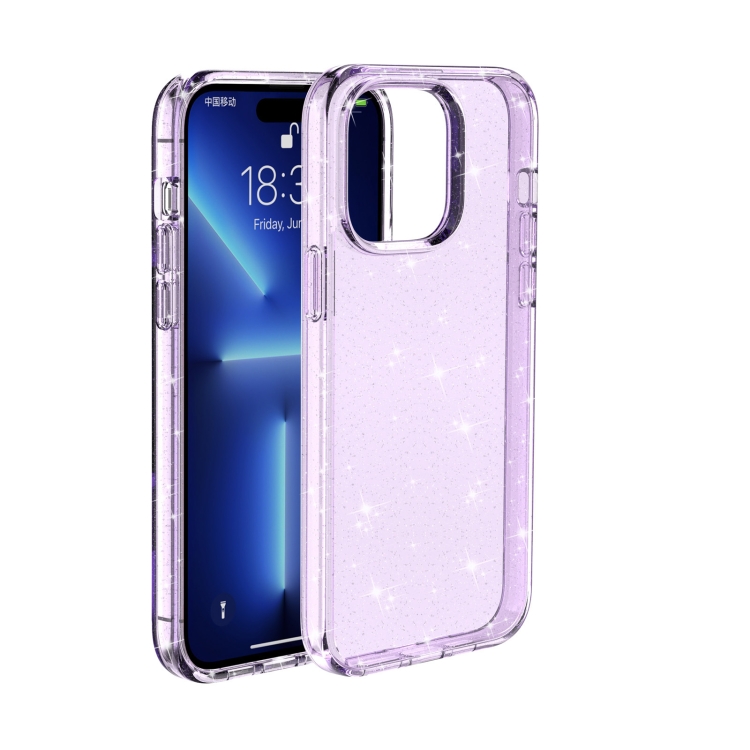 

For iPhone 12 Pro Max Shockproof Terminator Style Glitter Powder Protective Case (Purple)