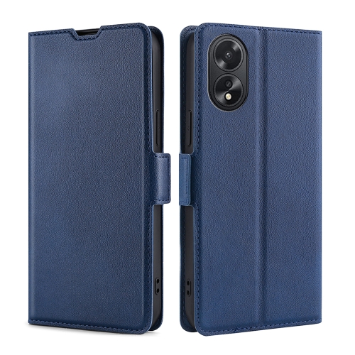 

For OPPO A38 4G / A18 4G Ultra-thin Voltage Side Buckle Horizontal Flip Leather Phone Case(Blue)