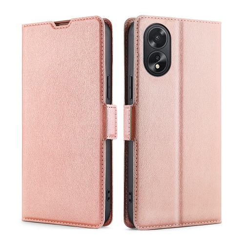 

For OPPO A38 4G / A18 4G Ultra-thin Voltage Side Buckle Horizontal Flip Leather Phone Case(Rose Gold)