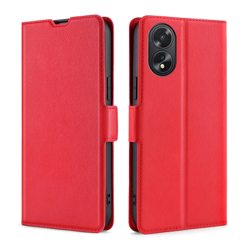 

For OPPO A38 4G / A18 4G Ultra-thin Voltage Side Buckle Horizontal Flip Leather Phone Case(Red)