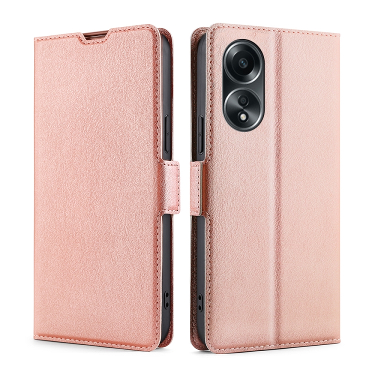 

For OPPO A58 4G Ultra-thin Voltage Side Buckle Horizontal Flip Leather Phone Case(Rose Gold)