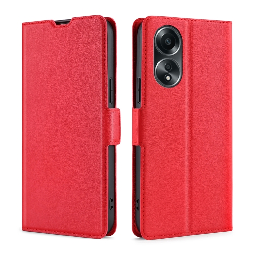 

For OPPO A58 4G Ultra-thin Voltage Side Buckle Horizontal Flip Leather Phone Case(Red)