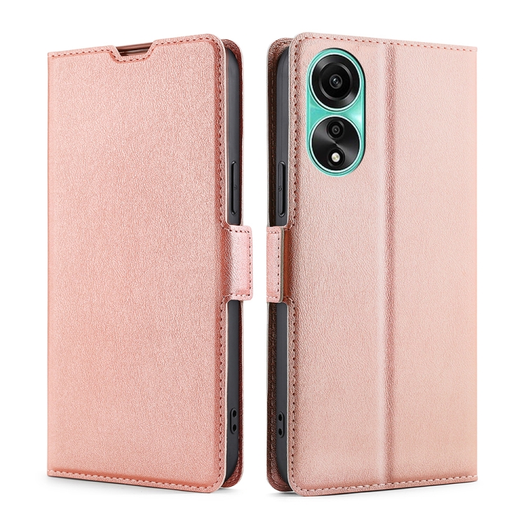 

For OPPO A78 4G Ultra-thin Voltage Side Buckle Horizontal Flip Leather Phone Case(Rose Gold)