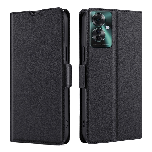 

For OPPO Reno11 F 5G Ultra-thin Voltage Side Buckle Horizontal Flip Leather Phone Case(Black)
