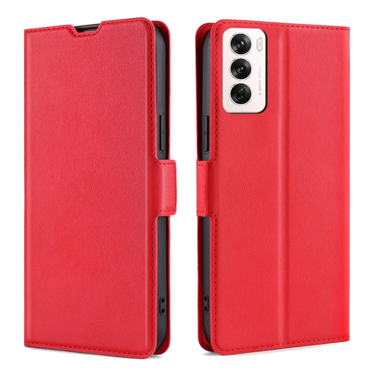 

For OPPO Reno12 5G Global Ultra-thin Voltage Side Buckle Horizontal Flip Leather Phone Case(Red)