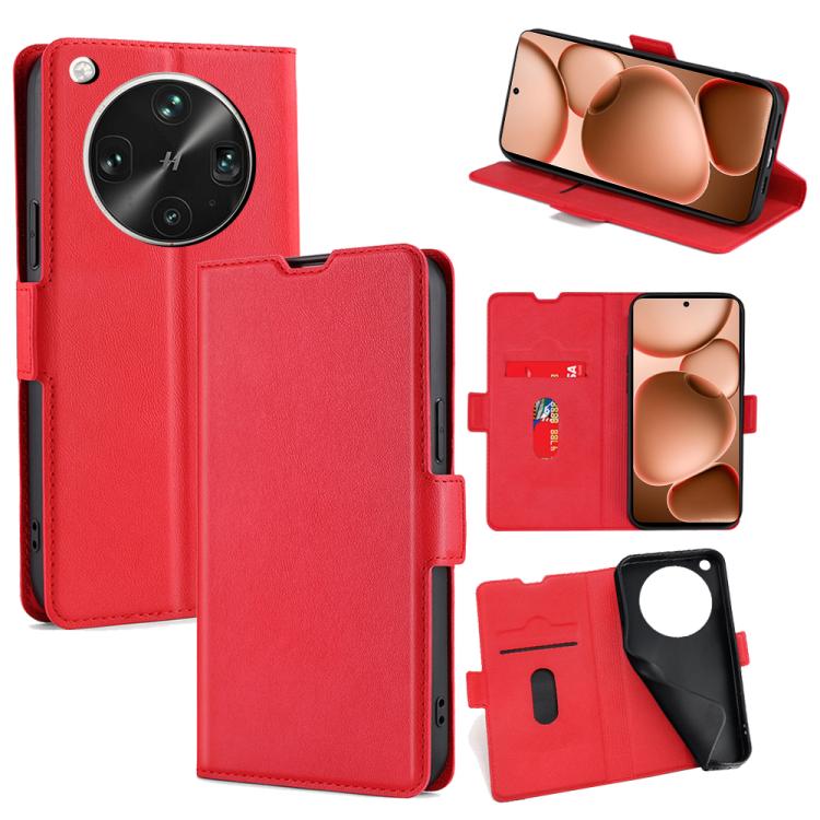 

For OPPO Find X8 Ultra 5G Ultra-thin Voltage Side Buckle Horizontal Flip Leather Phone Case(Red)