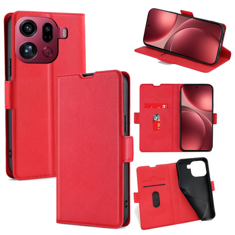 

For OPPO Find X9 Pro 5G Ultra-thin Voltage Side Buckle Horizontal Flip Leather Phone Case(Red)