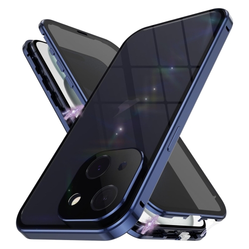 

For iPhone 15 Plus Anti-peeping Magnetic Double-sided Tempered Glass Phone Case(Blue)