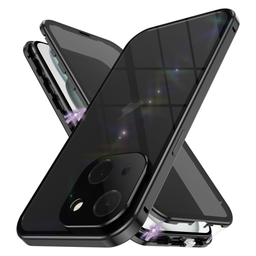 

For iPhone 15 Plus Anti-peeping Magnetic Double-sided Tempered Glass Phone Case(Black)