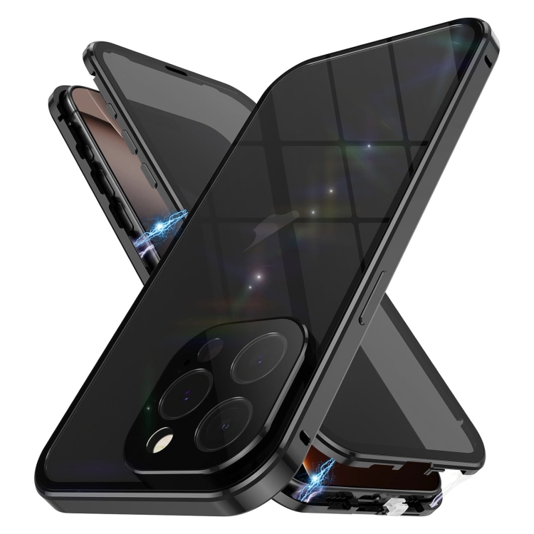 

For iPhone 16 Pro Anti-peeping Magnetic Double-sided Tempered Glass Phone Case(Black)