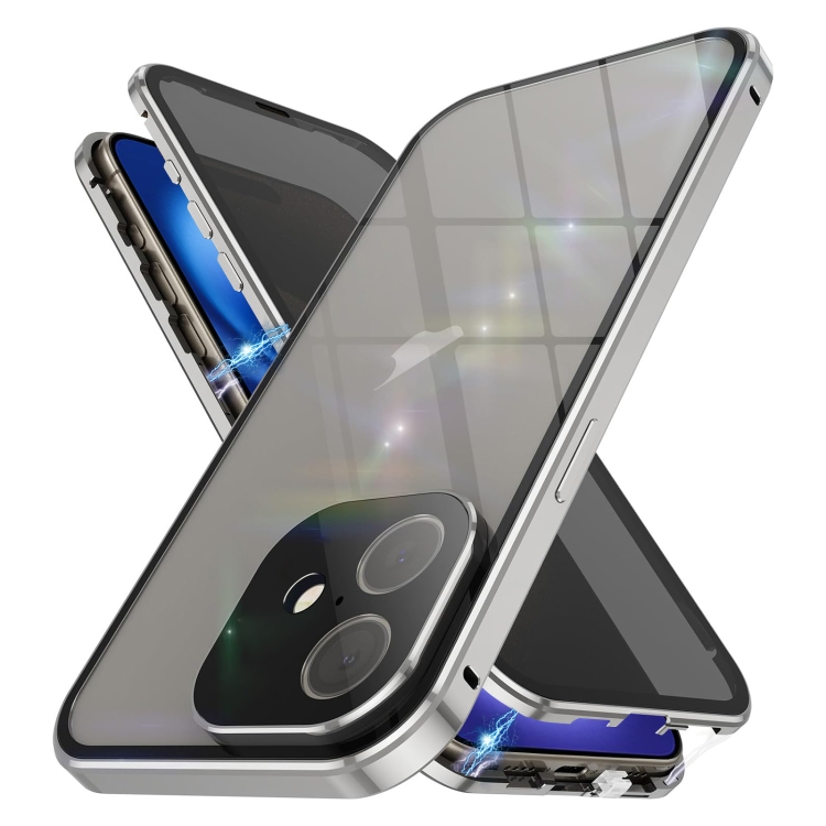 

For iPhone 16 Plus Anti-peeping Magnetic Double-sided Tempered Glass Phone Case(Grey)