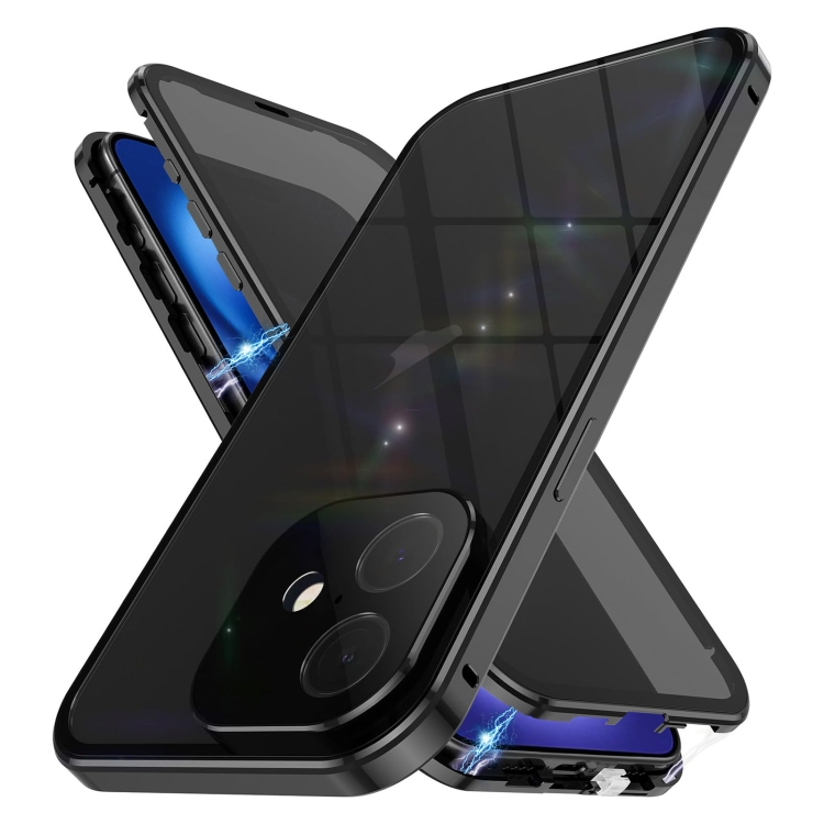 

For iPhone 16 Anti-peeping Magnetic Double-sided Tempered Glass Phone Case(Black)