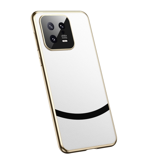 

For Xiaomi 13 Gilt Leather Electroplated Phone Case(White)