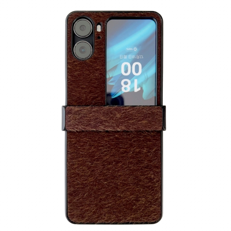 

For OPPO Find N3 Flip Hinge Plush PC Phone Case(Coffee)