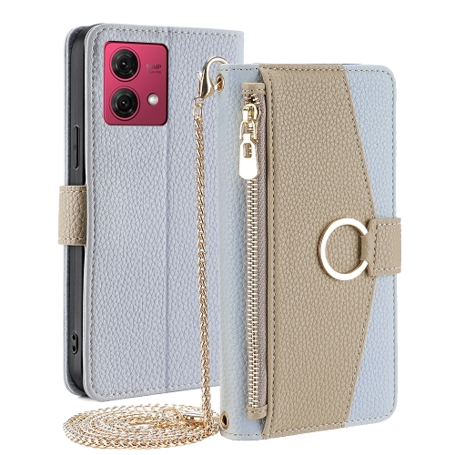 

For Motorola Moto G84 5G Crossbody Litchi Texture Leather Phone Case(Blue)