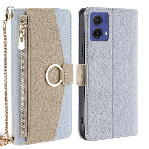 

For Motorola Moto G85 5G Crossbody Litchi Texture Leather Phone Case(Blue)