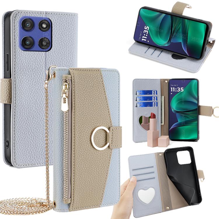

For Motorola Moto G Stylus 5G 2025 Crossbody Litchi Texture Leather Phone Case(Blue)