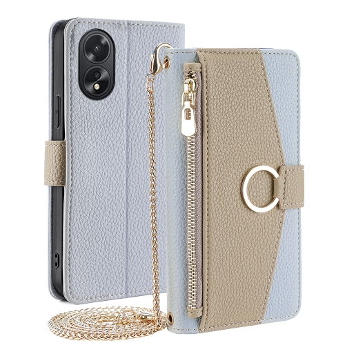 

For OPPO A38 4G / A18 4G Crossbody Litchi Texture Leather Phone Case(Blue)