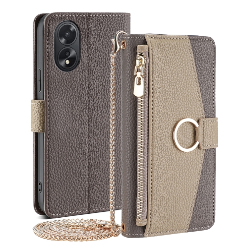 

For OPPO A38 4G / A18 4G Crossbody Litchi Texture Leather Phone Case(Grey)