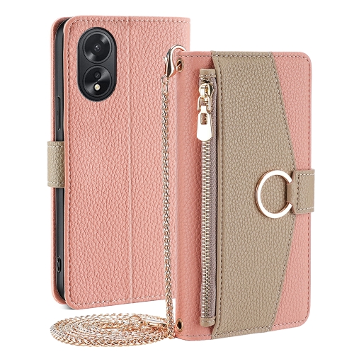 

For OPPO A38 4G / A18 4G Crossbody Litchi Texture Leather Phone Case(Pink)