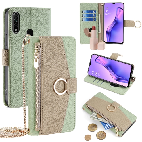

For OPPO A8 / A31 2020 Crossbody Litchi Texture Leather Phone Case(Green)