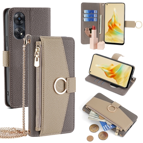 

For OPPO Reno8 T 4G Crossbody Litchi Texture Leather Phone Case(Grey)