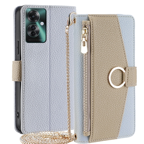 

For OPPO Reno11 F 5G Crossbody Litchi Texture Leather Phone Case(Blue)