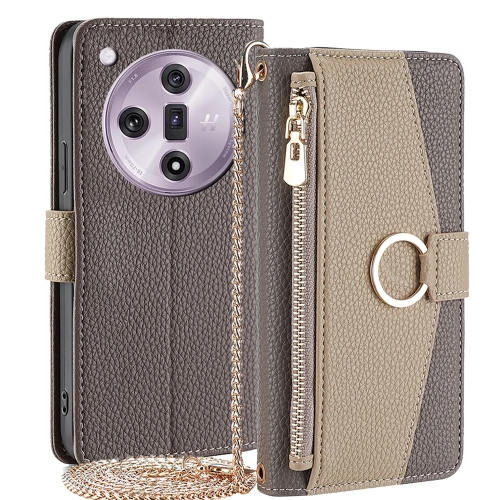 

For OPPO Find X7 5G Crossbody Litchi Texture Leather Phone Case(Grey)